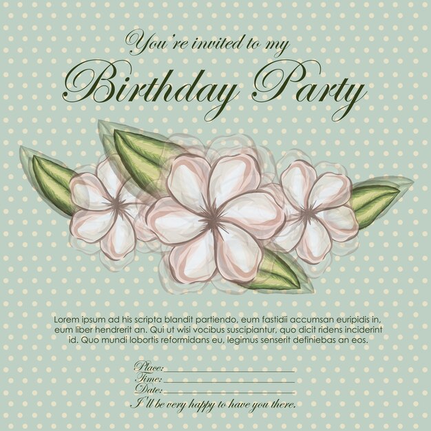 Vector invitación floral cumpleaños