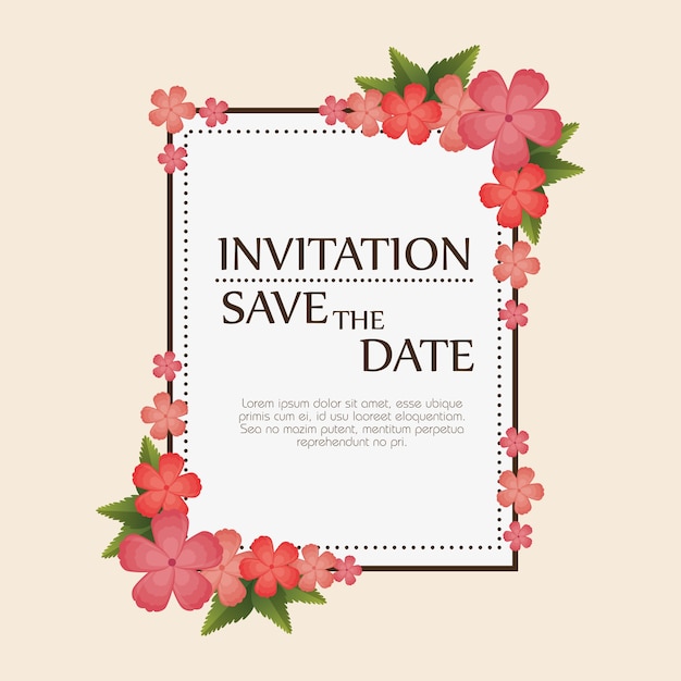 Invitación floral guardar la fecha