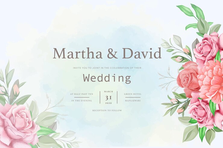Invitación floral hermosa boda decorativa
