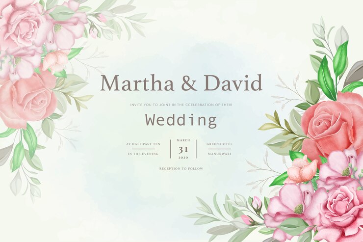 Invitación floral hermosa boda decorativa