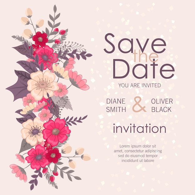 Invitación floral hermosa de la boda