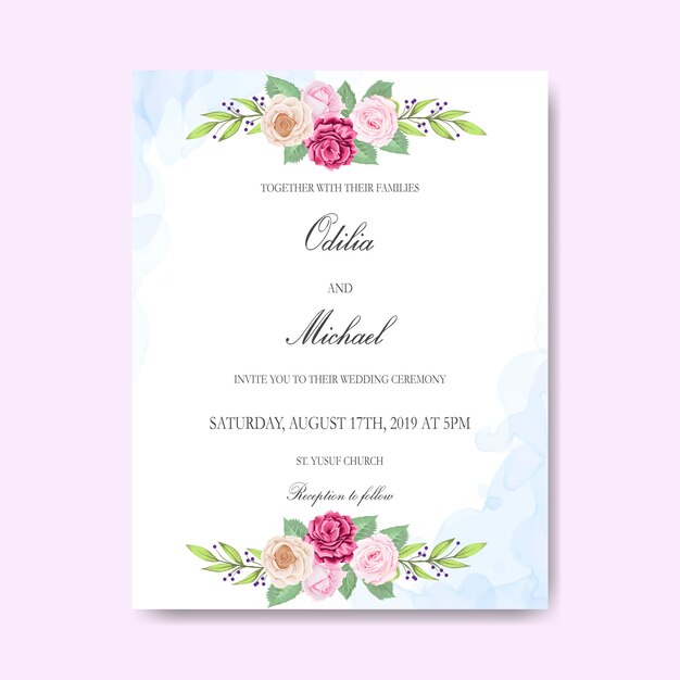 invitación floral hermosa de la invitación de boda de los temas