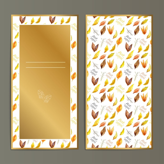 Vector invitación floral de la tarjeta de boda del otoño del oro de lujo