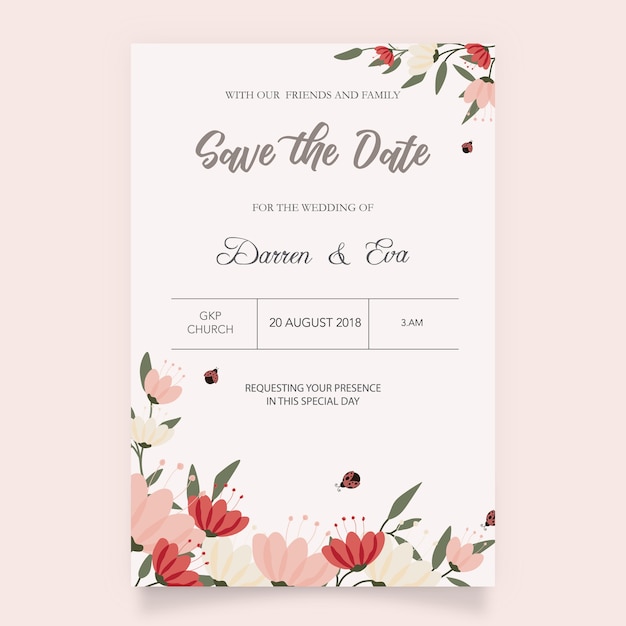 Invitación con fondo de flores