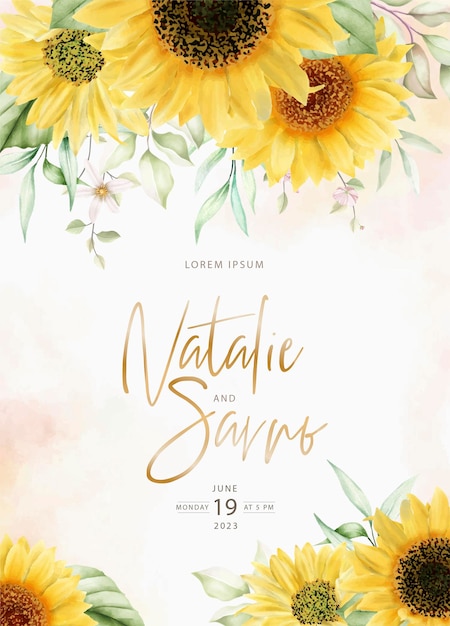 Invitación frontera girasoles