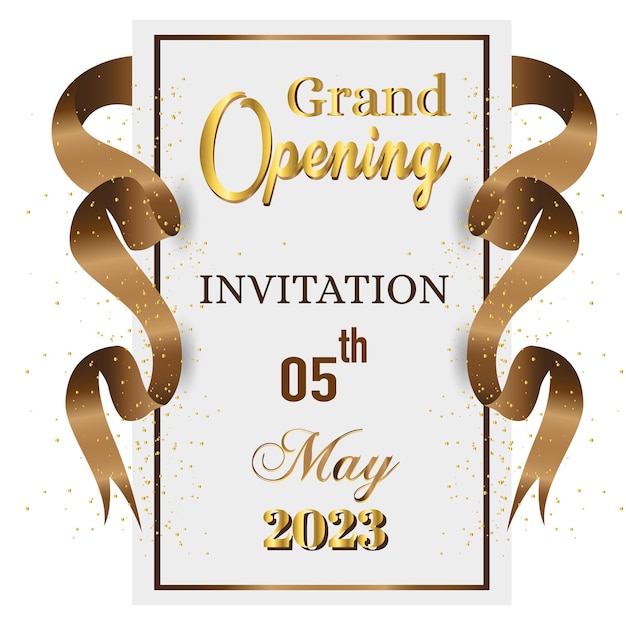 Invitación de gran inauguración el 5 de mayo con cinta y confeti