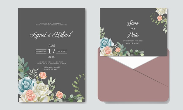 invitación hermosa y romántica de la boda de la flor