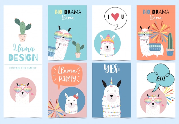 Invitación linda llama para niño