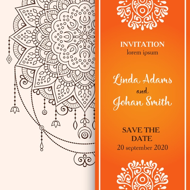 Invitación de lujo de boda con mandala