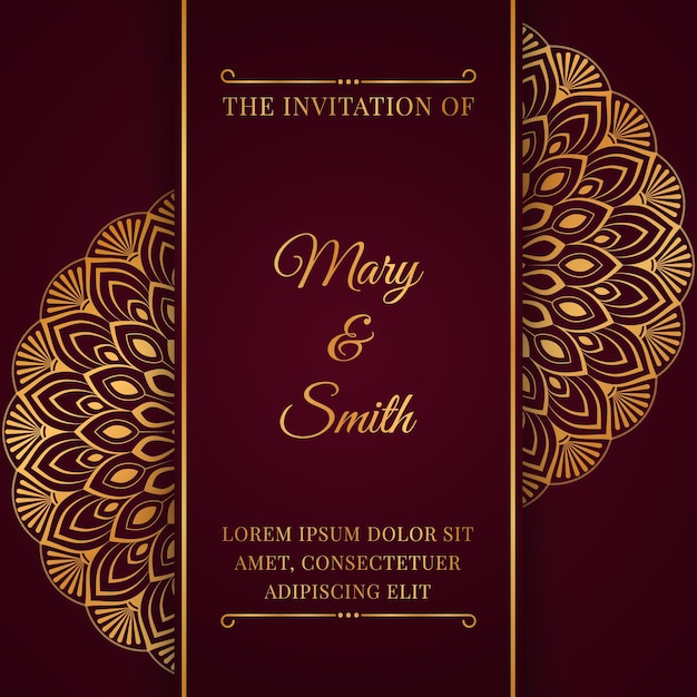 Invitación de lujo de boda con mandala