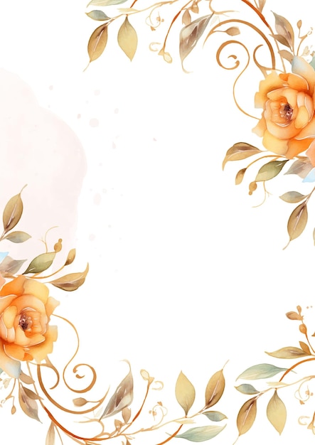 Invitación de lujo dorada realista con flora y flores