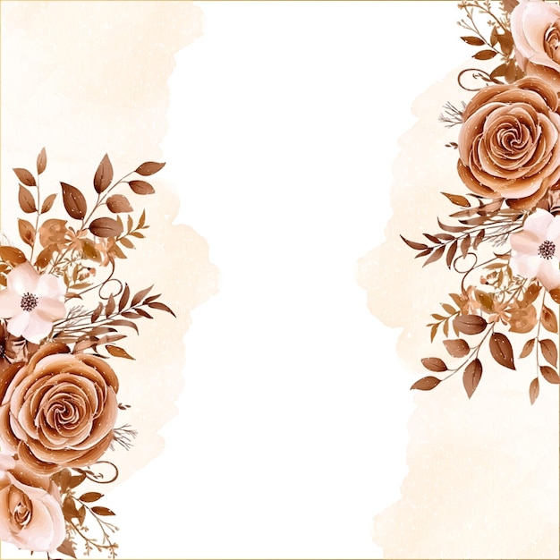 Invitación de lujo dorada realista con flora y flores