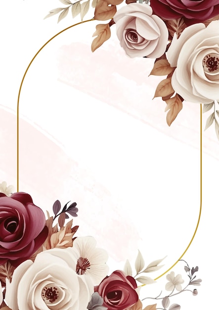 Invitación de lujo dorada realista con flora y flores