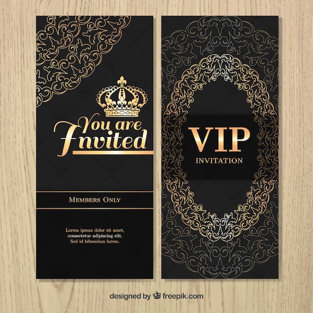 Vector invitación de lujo vip con ornamentos