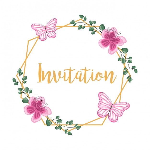 Invitación de marco decorativo flor