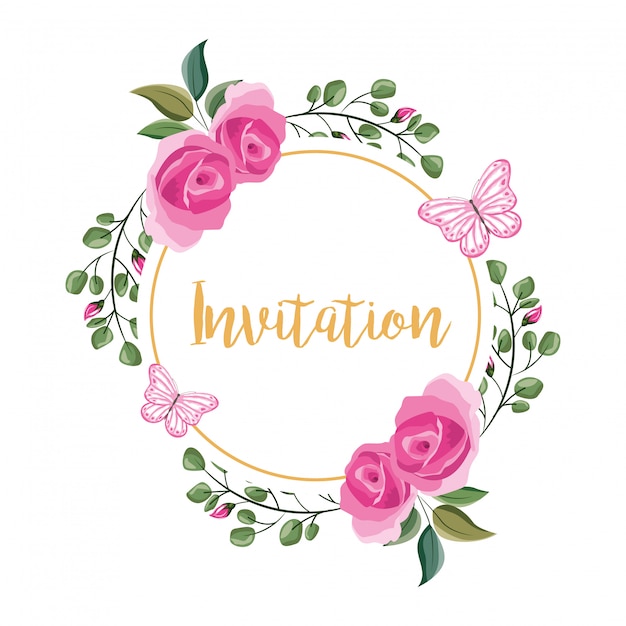 Invitación de marco decorativo flor