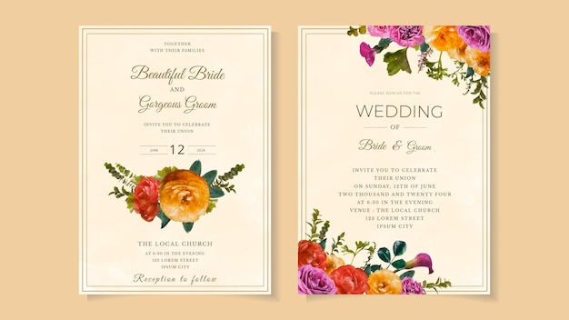 Invitación para matrimonio boda invitación tarjeta flor Guardar la fecha RSVP tarjeta gracias