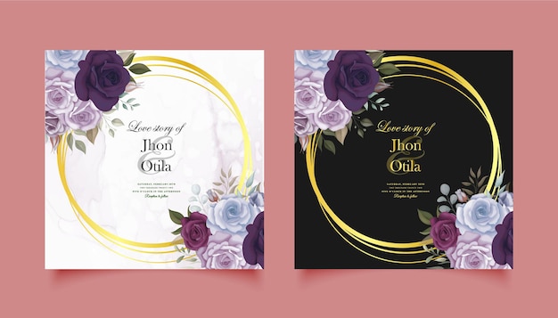 invitación matrimonio tarjeta diseño flores eps vector