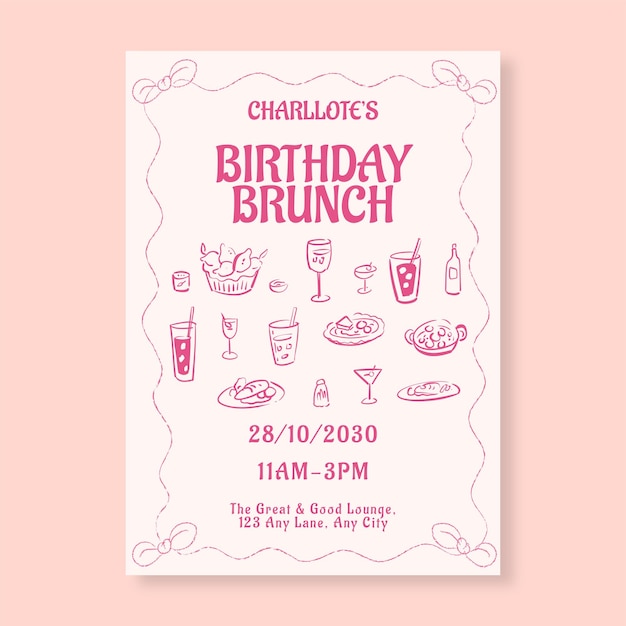 Invitación moderna para el almuerzo de cumpleaños Diseño moderno y minimalista para eventos sofisticados