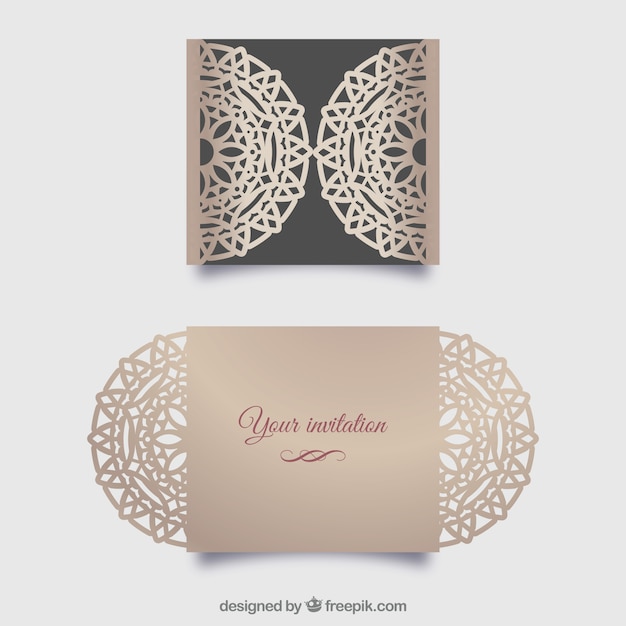 Vector invitación ornamental con corte láser