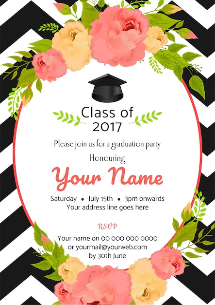 Vector invitación de plantilla de fiesta de graduación