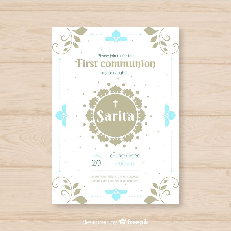 Vector invitación primera comunión simple