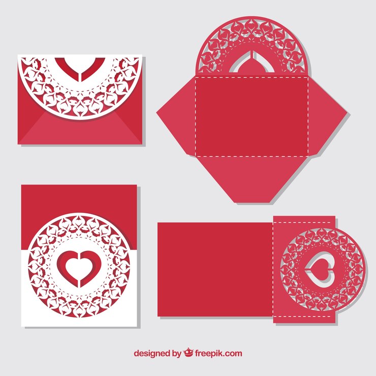 Vector invitación roja de corte de láser 