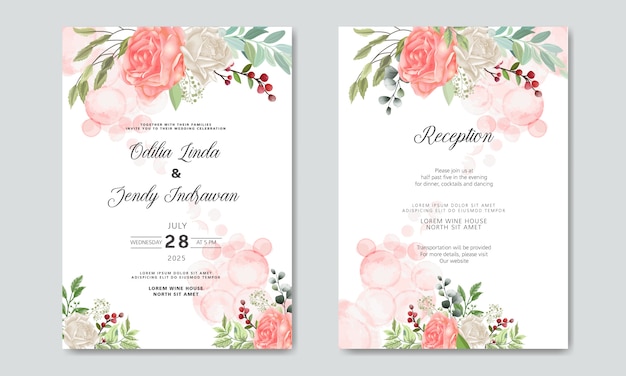 Vector invitación romántica de la boda de la flor