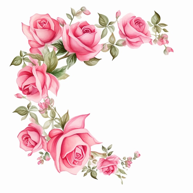 Vector invitación rosa ornamento acuarela boda romántico cumpleaños frontera saludo elegante dibujo de marco