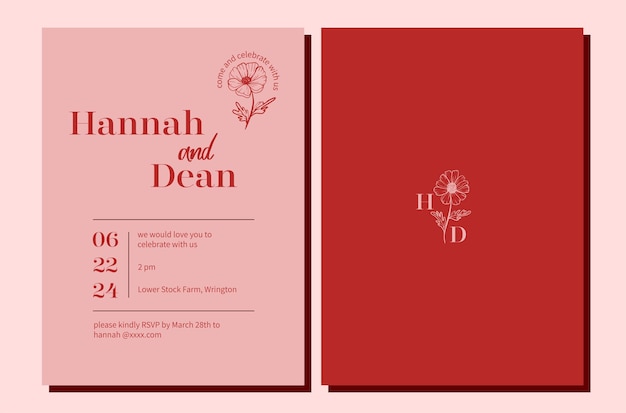 La invitación de la tarjeta de boda está lista para imprimir