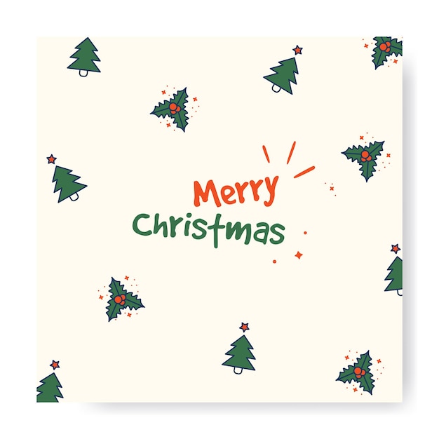 Invitación de tarjeta de felicitación de temporada de feliz Navidad con plantilla de vector dibujado a mano listo para imprimir