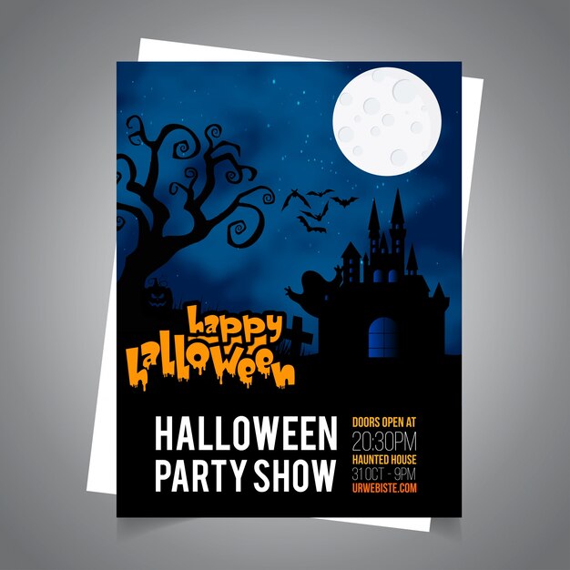 Invitación de la tarjeta de Halloween.Halloween Tarjeta Ilustración de la tarjeta de Poster.Halloween.