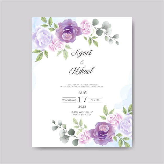 invitación de tarjetas de boda con flor hermosa