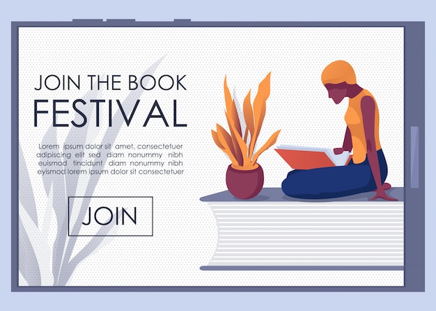 Invitación únase a la página de aterrizaje móvil de book fest