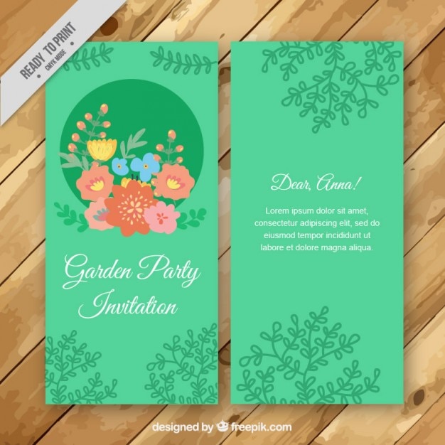 Invitación verde para fiesta en el jardín