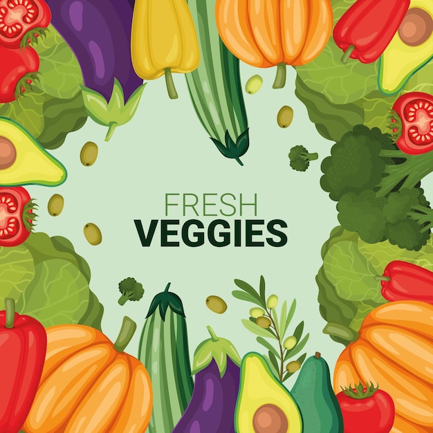 Vector invitación de verduras frescas