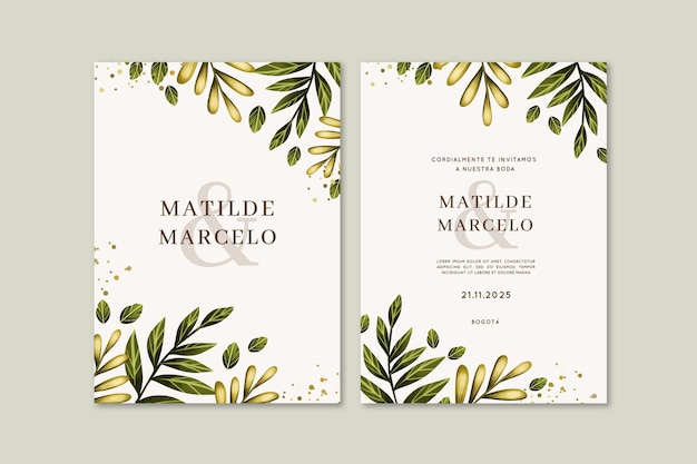 Invitaciones de boda en acuarela en español.