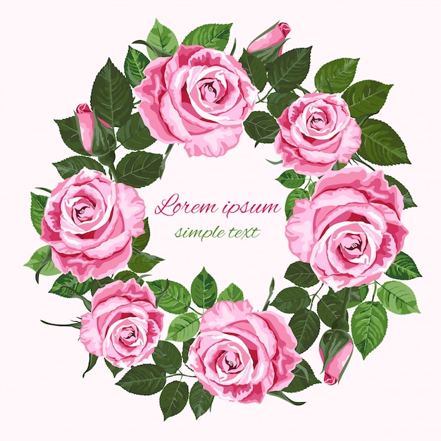 invitaciones de boda con corona de rosas rosadas en el blanco
