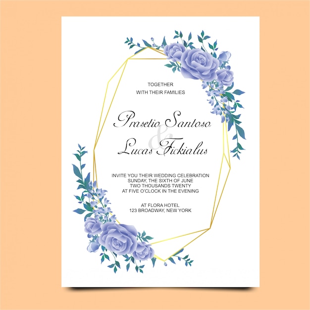 Invitaciones de Boda, con ramas de color azul de adorno