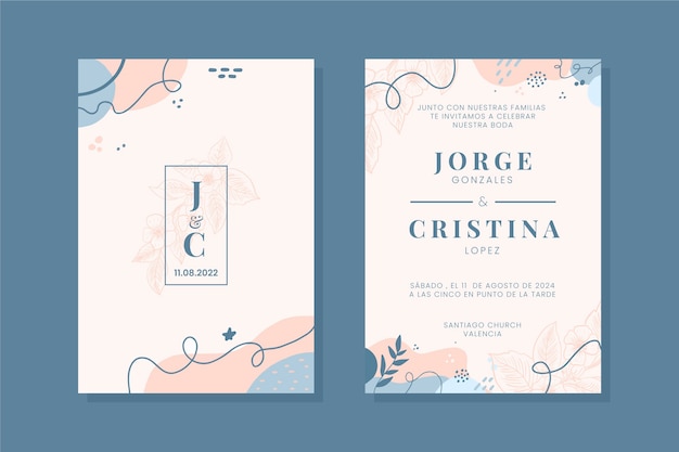 Invitaciones de boda dibujadas a mano en español