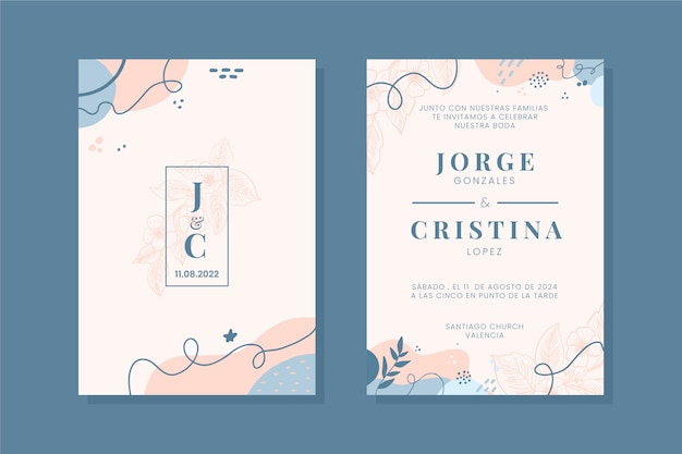 Invitaciones de boda dibujadas a mano en español