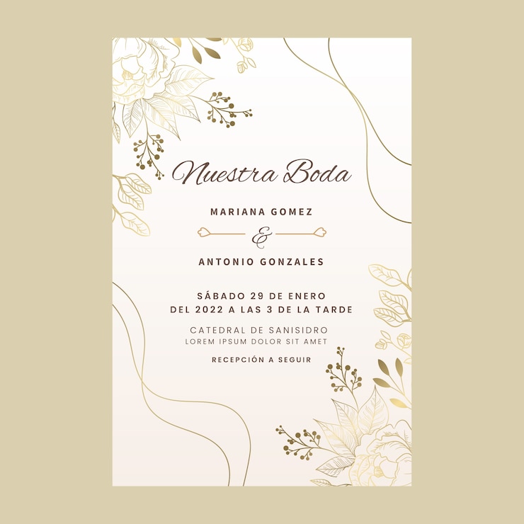 Vector invitaciones de boda gradiente en español