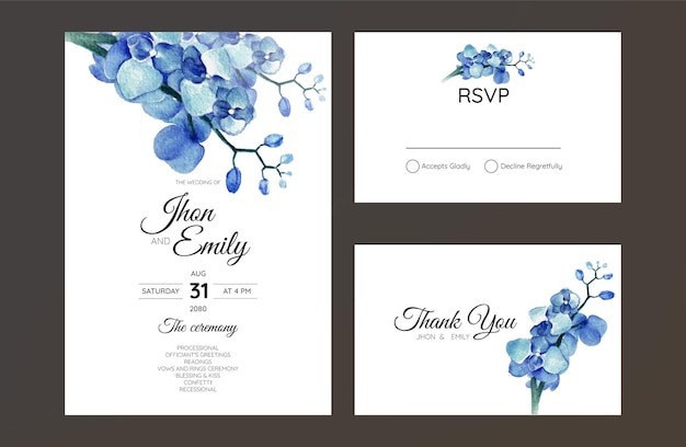 Invitaciones de boda de lujo sencillas con motivos de orquídeas