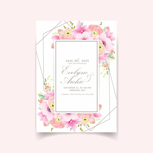Invitaciones de boda ranunculus magnolia anémona flores