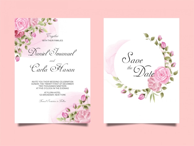 Invitaciones de boda de rosas en un estilo acuarela