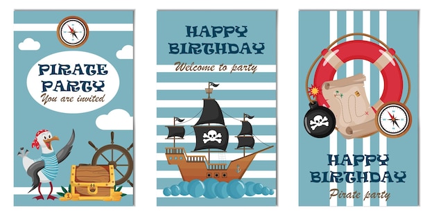 Invitaciones de fiesta de cumpleaños para una fiesta pirata.