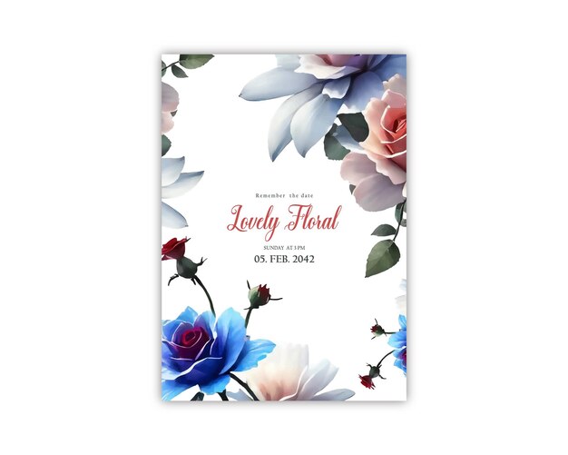 Invitatoria de boda plantilla floral tarjeta de invitación de boda vector de flores
