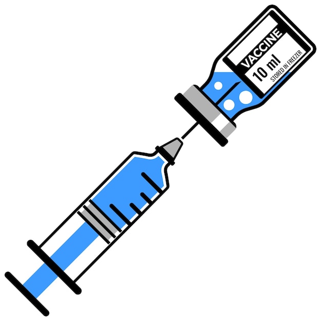 Inyección de jeringa y vacuna contra el coronavirus covid19