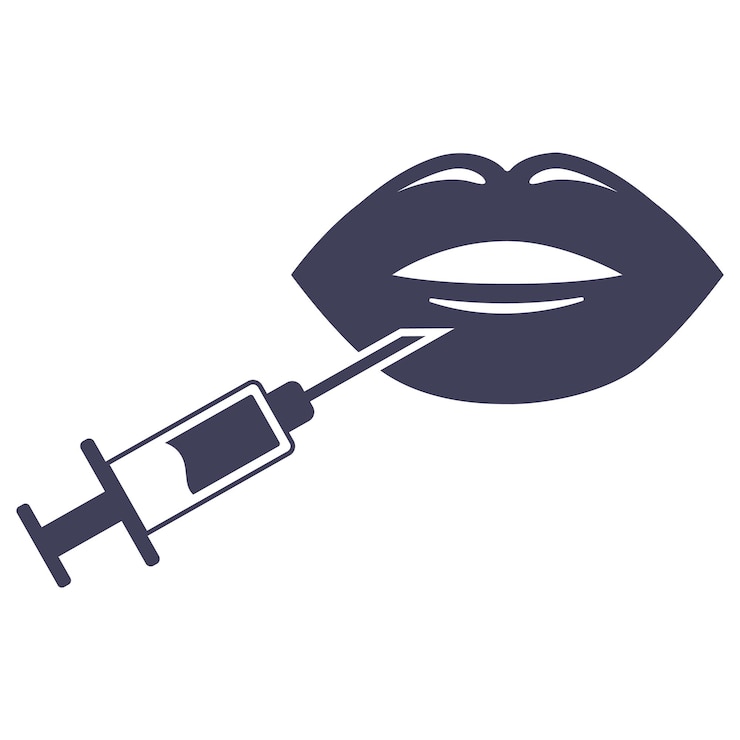Vector inyección de labios aumentar la boca labios icono lineal trazo editable