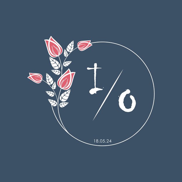 IO monograma inicial algunas rosas círculo de boda con diseño creativo